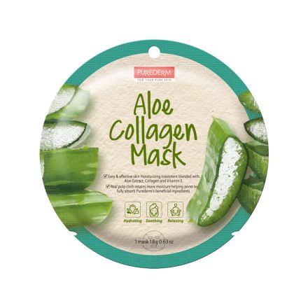 PUREDERM Маска за лице с колаген и Вит Е с екстракт от алое, 18 гр.