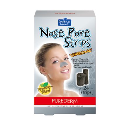 PUREDERM Почистващи лепенки за нос с ективен въглен, 6 бр в кутия