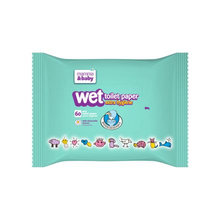MAMMA&BABY Мокра тоалетна хартия без алкохол, 60бр