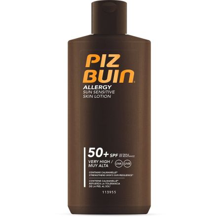 PIZ BUIN ALLERGY Слънцезащитен лосион за алергична и чувствителна кожа SPF 50+, 200 мл