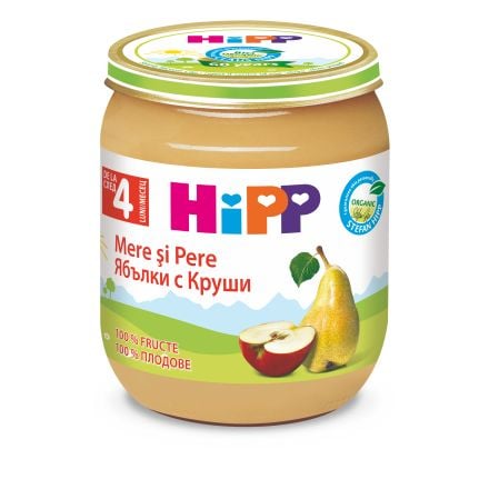 HIPP BIO Пюре Ябълки с круши 4+месеца 4320, 125 г
