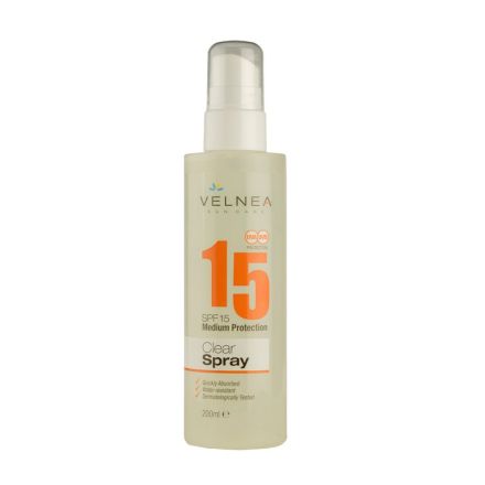 VELNEA SUN CARE Прозрачен слънцезащитен спрей SPF 15, 200 мл.