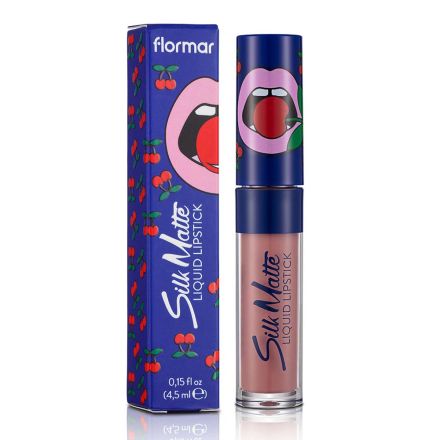 FLORMAR CHERRY SILK MATTE Течно матово червило с аромат на череши №34 Flavor, 1бр. 