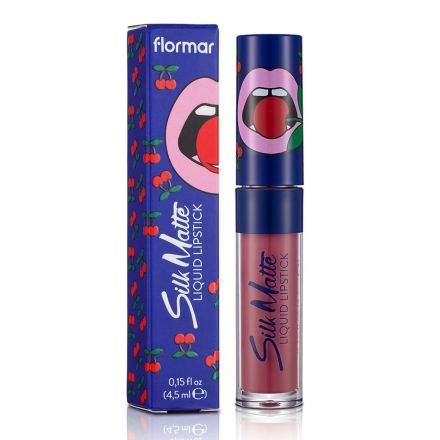 FLORMAR CHERRY SILK MATTE Течно матово червило с аромат на череши №38 Morello, 1бр.  FLORMAR CHERRY SILK MATTE Течно матово червило с аромат на череши №38 Morello, 1бр.