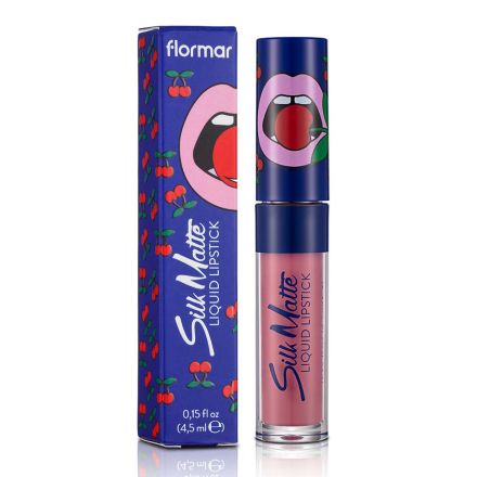 FLORMAR CHERRY SILK MATTE Течно матово червило с аромат на череши №41 Juicy, 1бр.  FLORMAR CHERRY SILK MATTE Течно матово червило с аромат на череши №41 Juicy, 1бр.
