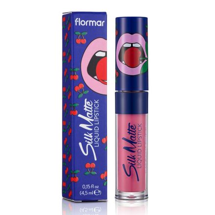 FLORMAR CHERRY SILK MATTE Течно матово червило с аромат на череши №43 Bomb, 1бр.  FLORMAR CHERRY SILK MATTE Течно матово червило с аромат на череши №43 Bomb, 1бр.