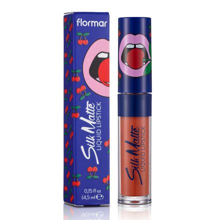 FLORMAR CHERRY SILK MATTE Течно матово червило с аромат на череши №44 Gean, 1бр. 