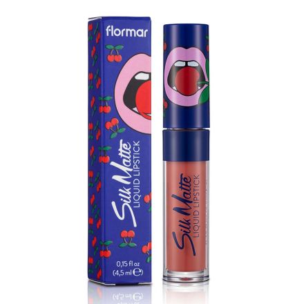 FLORMAR CHERRY SILK MATTE Течно матово червило с аромат на череши №46 Shella, 1бр.  FLORMAR CHERRY SILK MATTE Течно матово червило с аромат на череши №46 Shella, 1бр.
