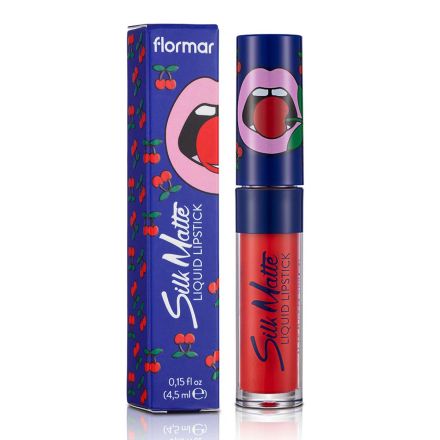 FLORMAR CHERRY SILK MATTE Течно матово червило с аромат на череши №48 Red, 1бр. 