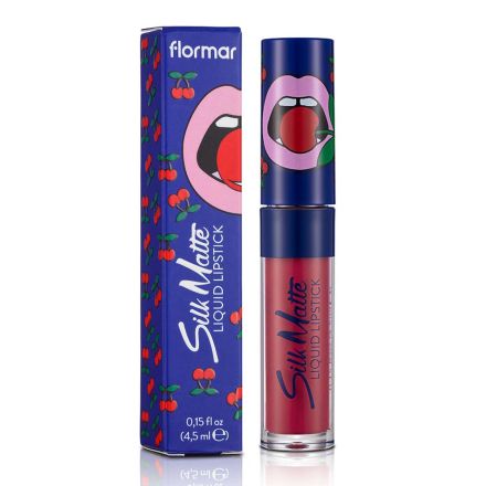 FLORMAR CHERRY SILK MATTE Течно матово червило с аромат на череши №49 Deep, 1бр.  FLORMAR CHERRY SILK MATTE Течно матово червило с аромат на череши №49 Deep, 1бр.