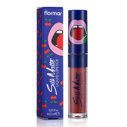 FLORMAR CHERRY SILK MATTE Течно матово червило с аромат на череши №50 Dark, 1бр.  FLORMAR CHERRY SILK MATTE Течно матово червило с аромат на череши №50 Dark, 1бр.