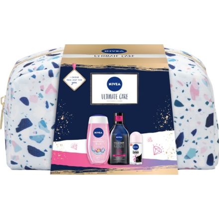 NIVEA ULTIMATE CARE Подаръчен комплект  Deo Рол-он дамски Invisible on Black & White Clear, 50мл+Expert Make-up Двуфазна мицеларна вода, 400мл+Душ гел Water Lily & Oil, 250мл