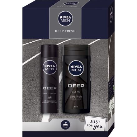 NIVEA MEN DEEP FRESH Подаръчен комплект Deo Спрей мъжки Deep,150 мл+Душ-гел Deep,250 мл