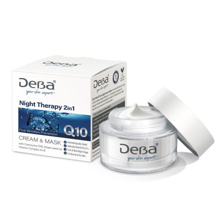 DEBА NIGHT THERAPY 2 IN 1 Q10 Нощна крем-маска за лице, 50мл