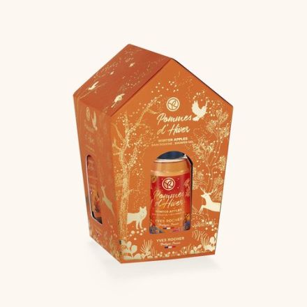 YVES ROCHER POMMES D'HIVER Подаръчен комплект  балсам за устни + крем за ръце 30 мл + скраб за тяло 30 мл + душ гел 50 мл