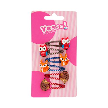 YESSS! Детски шноли за коса бухал и лисица, 6бр