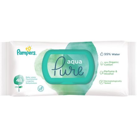 PAMPERS AQUA PURE Бебешки мокри кърпички, 48 бр