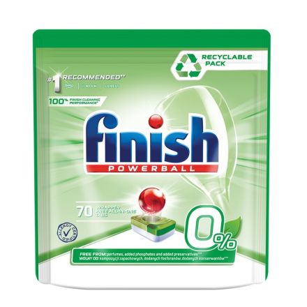 FINISH 0%  Таблетки за съдомиална, 70 бр.
