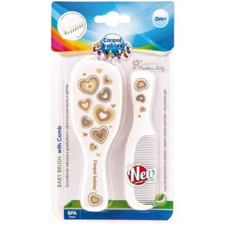 CANPOL BABIES Комплект за коса с мек естествен косъм Бял, 1 бр.