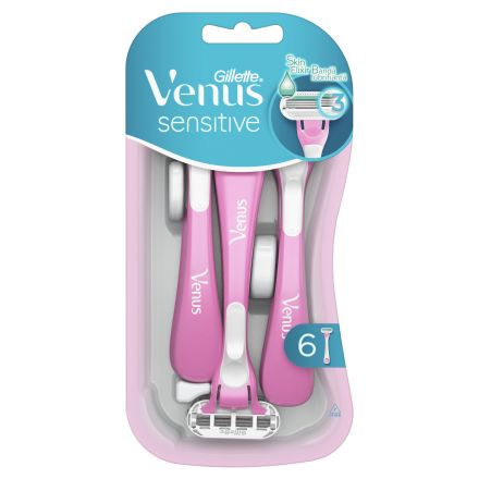 GILLETTE VENUS SENSITIVE Дамска еднократна самобръсначка, 6 бр./оп.