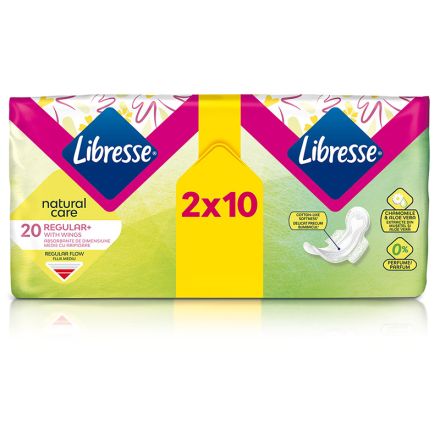 LIBRESSE NATURAL CARE ULTRA Дамски превръзки двоен пакет NORMAL, 2х10 бр.