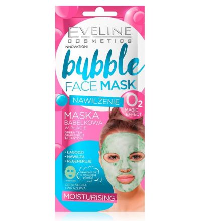 EVELINE BUBBLE FACE - SHEET MASK Хидратираща със зелен чай, алантоин, грейпфрут, 1 бр.