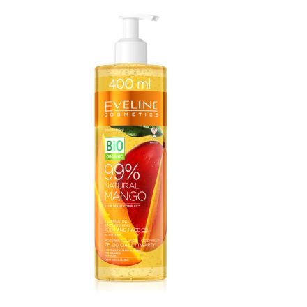 EVELINE 99% NATURAL Озаряващ и подхранващ гел за лице и тяло манго, 400 мл.