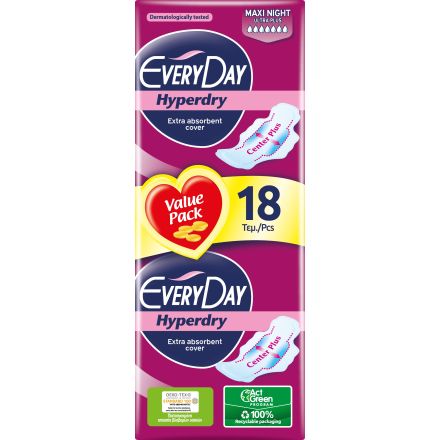 EVERYDAY HYPERDRY Дамски превръзки maxi night, 18 бр.