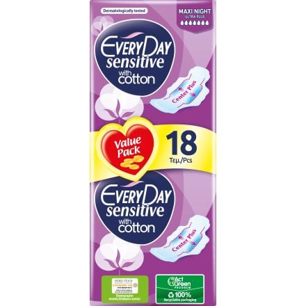 EVERYDAY SENSITIVE Дамски превръзки maxi night, 18 бр.