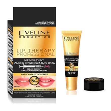 EVELINE LIP PUSH UP THERAPY Уголемяване на устните 2в1 - хиалуронов филът 12 мл & изглаждащ скраб 7 мл