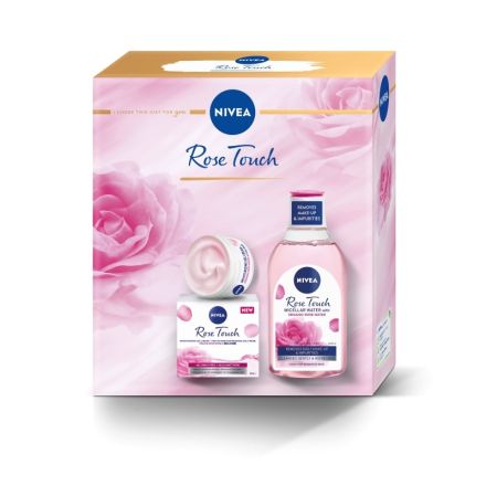 NIVEA ROSE TOUCH Подаръчен комплект  Хидратиращ дневен крем, 50 ml + Мицеларна вода с розова вода, 400 ml