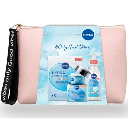 NIVEA #ONLYGOODVIBES Подаръчен комплект Hydra Skin Effect Pure Hyaluron Дневен крем , 50 ml + Измиващ гел, 150 ml +  Лист маска, 1 pcs