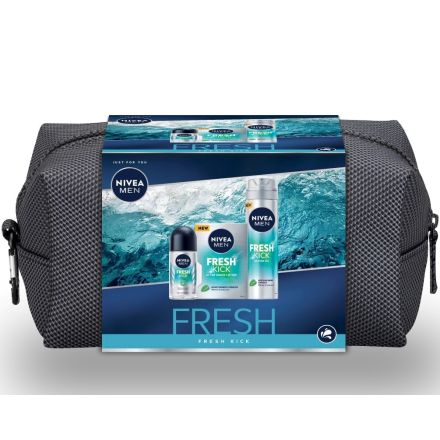 NIVEA MEN FRESH Подаръчен комплект Дeo Рол-он мъжки Fresh Kick, 50 ml + Гел за бръснене Fresh Kick, 200 ml + Лосион за след бръснене Fresh Kick, 100 ml