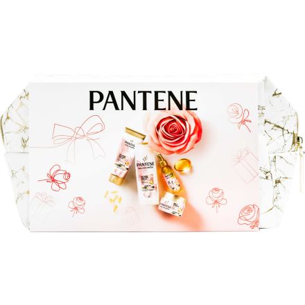 PANTENE ROSE Подаръчен комплект Шампоан, 300  мл + Балсам, 200 мл + Маска, 160 мл + Олио, 100 мл + несесер