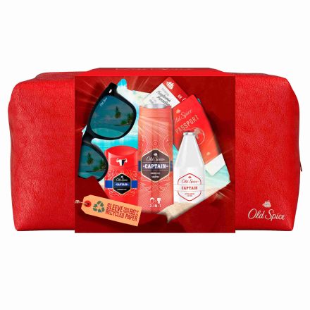 OLD SPICE CAPTAIN Подаръчен комплект Афтършейв, 100 мл + Стик, 50 мл + Душ гел, 250 мл + несесер