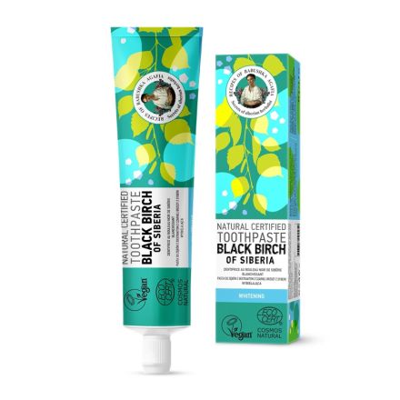 RECIPES OF BABUSHKA AGAFIA Натурална, БИО сертифицирана паста за зъби - Избелваща - Сибирска Черна бреза, 85 гр