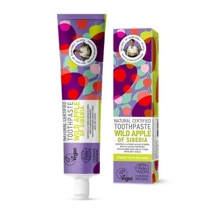 RECIPES OF BABUSHKA AGAFIA Натурална, БИО сертифицирана паста за зъби - Силни зъби и венци - Сибирска Дива ябълка, 85 гр