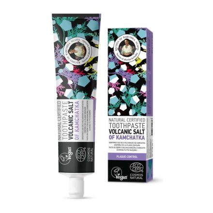 RECIPES OF BABUSHKA AGAFIA Натурална, БИО сертифицирана паста за зъби - Контрол на плаката - Вулканична сол на Камчатка, 85 гр