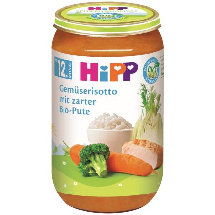 HIPP BIO Пюре Зеленчуково ризото с пуешко месо 12+месеца 6800 250 г 