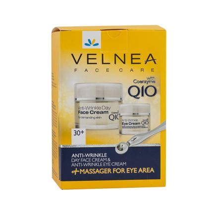 VELNEA Сет за лице дневен крем q10 +околоочен крем q10+ масажор за околоочна регия