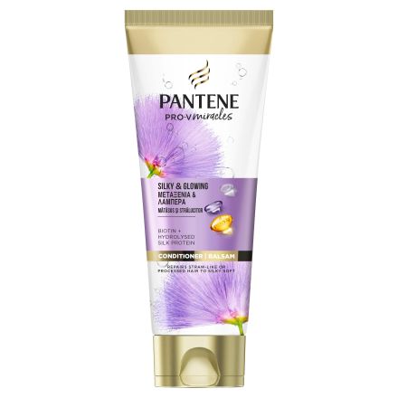 PANTENE SILK 'N GLOWING Балсам за коса с биотин и хидролизиран копринен протеин, 200 мл
