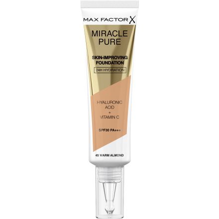 MAX FACTOR MIRACLE PURE Фон дьо тен Warm Almond 45, 30 мл