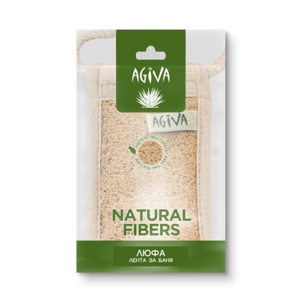 Лента за баня за тяло Agiva Massage от 100% естествена луфа без багрилни и други химически вещества, с хавлиен гръб