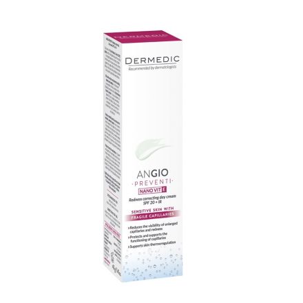 DERMEDIC ANGIO PREVENTI NANO VIT E Коригиращ дневен крем при зачервявания SPF 20 + IR, 40 гр.