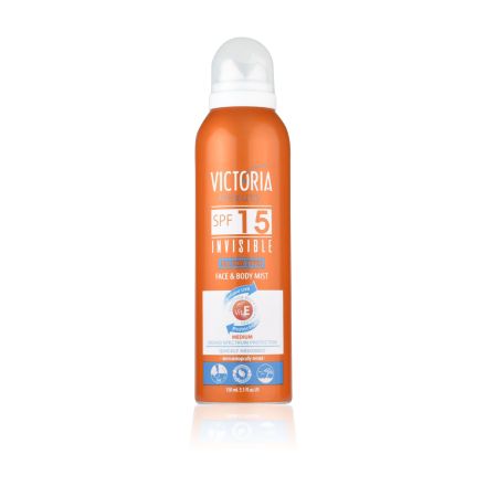 VICTORIA BEAUTY Слънцезащитен спрей за лице и тяло SPF15, 150 мл