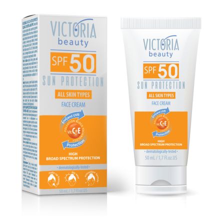 VICTORIA BEAUTY SPF50 Слънцезащитен крем, 50 мл