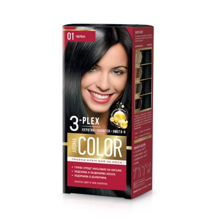 AROMA COLOR Боя за коса 01 Черен, 45 мл.