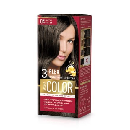 AROMA COLOR Боя за коса 04 Светъл кестен, 45 мл.