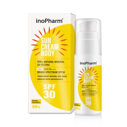 INOPHARM Слънцезащитен крем SPF 30 за тяло, 100 г
