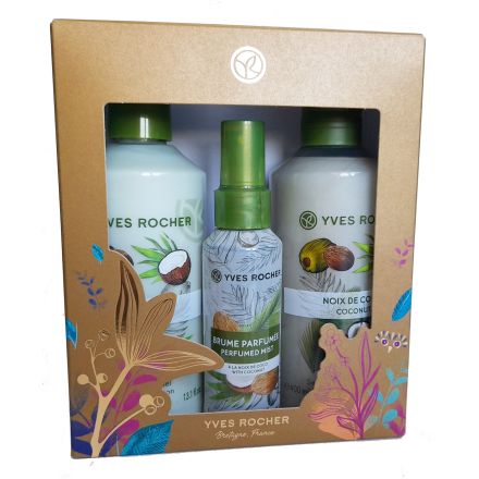 YVES ROCHER К-КТ КОКОС душ гел 400мл+мляко 390мл+мист100мл